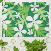 Linge De Cuisine Vert tropical blanc (Plié)