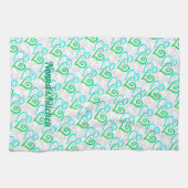 Linge De Cuisine Vert Turquoise Linked Heart Art Personnalisé (Horizontal)