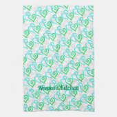 Linge De Cuisine Vert Turquoise Linked Heart Art Personnalisé (Vertical)
