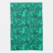Linge De Cuisine vert turquoise motif floral clair (Vertical)