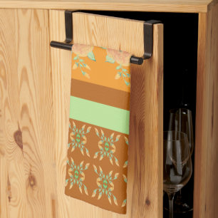 Linge De Cuisine Vert turquoise or à motif