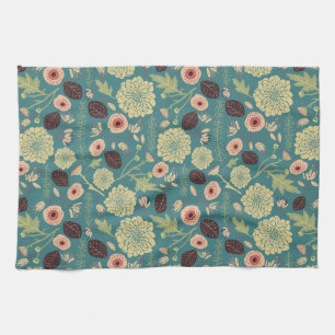 Linge De Cuisine Vert Turquoise rose Floral Jouer Mix Motif