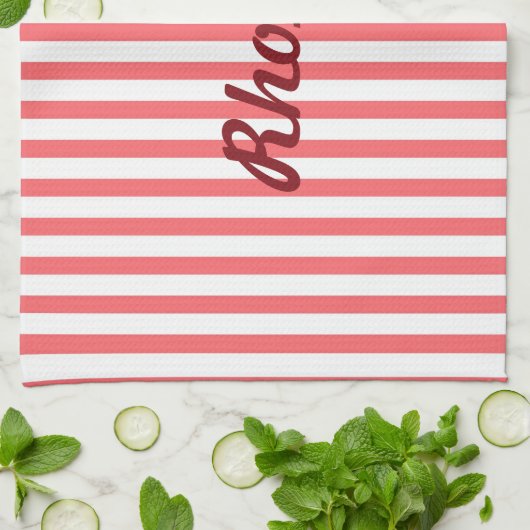 Linge De Cuisine vertical rose et blanc (Plié)