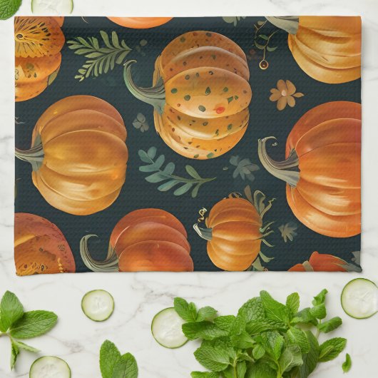 Linge De Cuisine Vibes à tarte Citrouille Halloween (Plié)