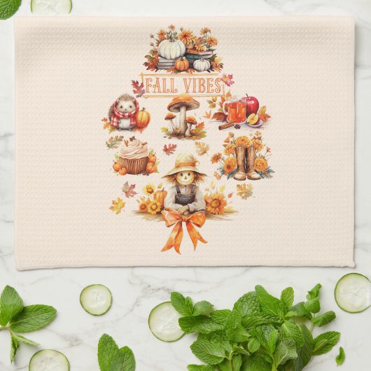 Linge De Cuisine Vibes de chute d'aquarelle (Plié)