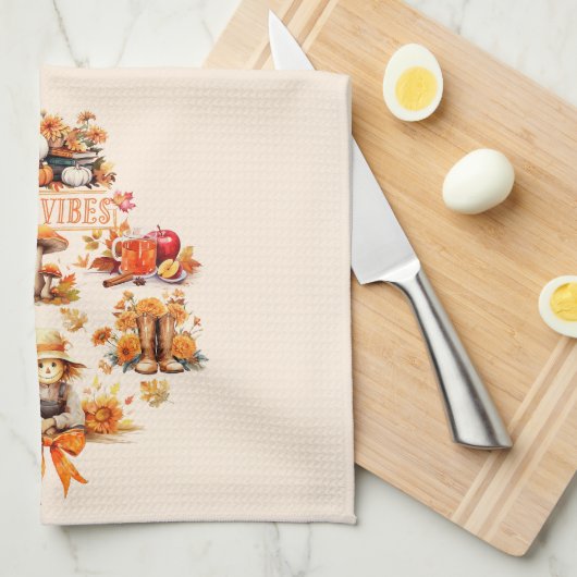 Linge De Cuisine Vibes de chute d'aquarelle (Quart Plié)