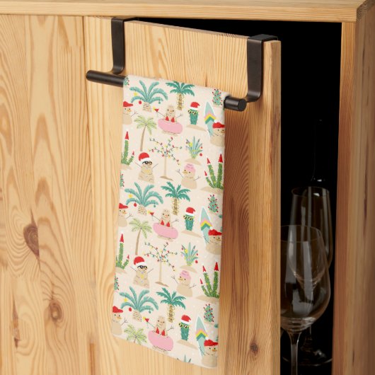 Linge De Cuisine Vibes de vacances tropicales Motif de Noël (Pliage en tiers)