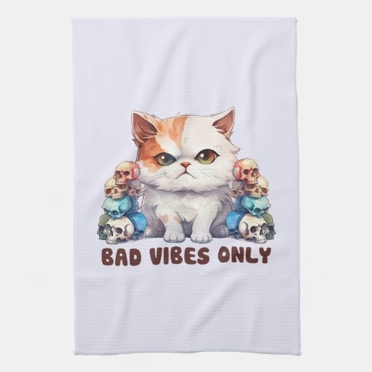 Linge De Cuisine Vibes incorrectes uniquement - Fierce Chat & Skuls (Vertical)