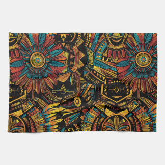 Linge De Cuisine Vibrant Cyan "Aztec Dream" Cuisine décorative Towe
