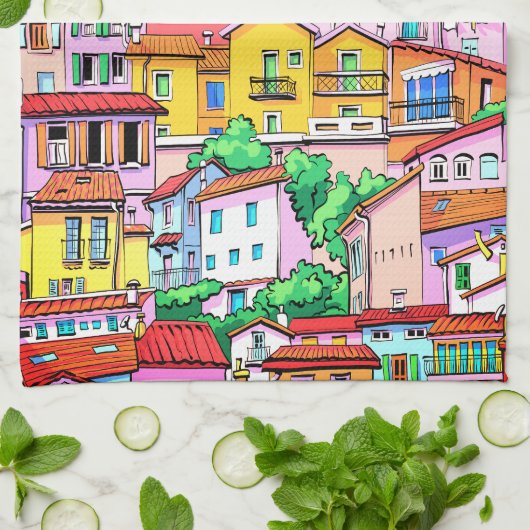 Linge De Cuisine Vibrant façade italienne (Plié)