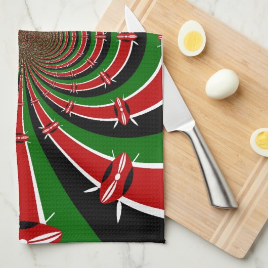 Linge De Cuisine Vibrant Kenya Vision : Drapeau kényan en miroir (Quart Plié)
