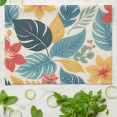 Linge De Cuisine Vibrant Tropical Abstrait Vert Vert Vert Rose (Plié)
