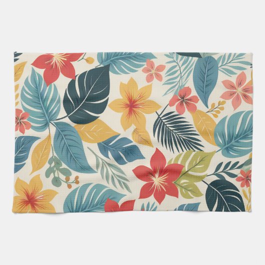 Linge De Cuisine Vibrant Tropical Abstrait Vert Vert Vert Rose (Horizontal)
