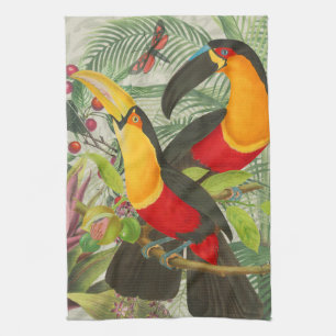 Linge De Cuisine Vibrant Tropical Toucan Birds Art Exotic Jungle