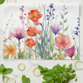 Linge De Cuisine Vibrant Watercolor Wildflowers Personalized (Plié)