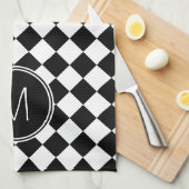 Linge De Cuisine Vichy Noir et Blanc Rétro (Quart Plié)