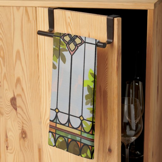 Linge De Cuisine Victorian Garden Stained glass Window Curtain (Pliage en tiers)