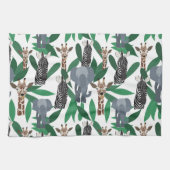 Linge De Cuisine Vierge Zebra Elephant Giraffe Safari Animals (Horizontal)