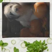 Linge De Cuisine Vieux anglais Sheepdog Chiot Chiot Automne Citroui (Plié)