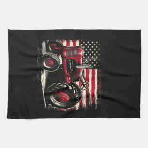 Linge De Cuisine Vieux tracteur Farmall Cub Drapeau américain Patri