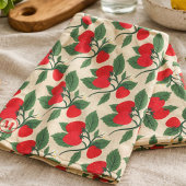 Linge De Cuisine Vigne de Fraise Rouge Monogramme Vintage