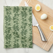 Linge De Cuisine Vignes d'Hérida - vert botanique D_L motif. (Quart Plié)