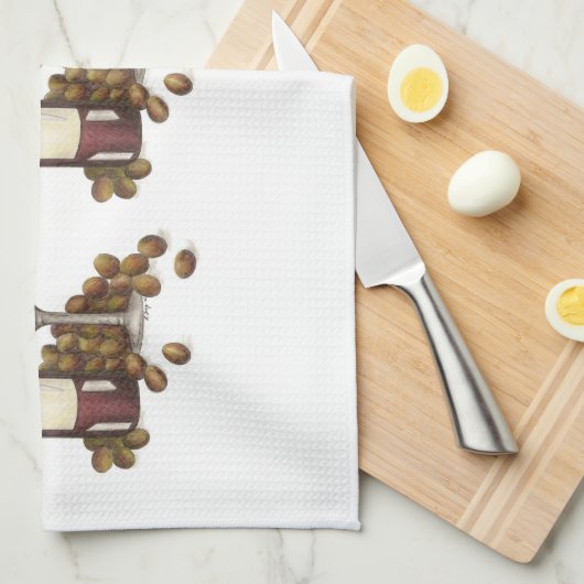 Linge De Cuisine Vignoble Bouteille en verre Rouge Bar à vin Cadeau (Quart Plié)