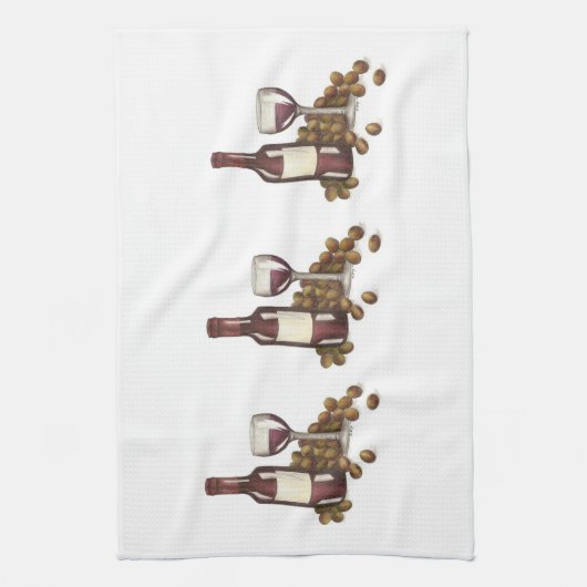 Linge De Cuisine Vignoble Bouteille en verre Rouge Bar à vin Cadeau (Vertical)