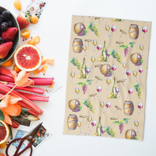 Linge De Cuisine Vignoble Louveur de vin Rouge Blanc Verre Raisins