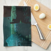 Linge De Cuisine Viking Navire Et Lumières Du Nord (Quart Plié)