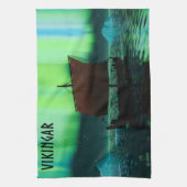 Linge De Cuisine Viking Navire Et Lumières Du Nord (Vertical)