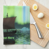 Linge De Cuisine Viking Navire Et Lumières Du Nord (Quart Plié)