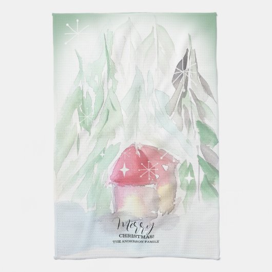 Linge De Cuisine Village de campagne Noël blanc (Vertical)