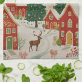 Linge De Cuisine Village de Noël (Plié)