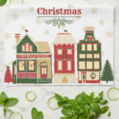 Linge De Cuisine Village de Noël victorien neige (Plié)