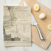 Linge De Cuisine Ville de la carte de Philadelphie Pennsylvanie (Quart Plié)