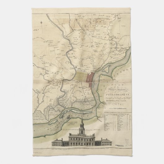 Linge De Cuisine Ville de la carte de Philadelphie Pennsylvanie (Vertical)