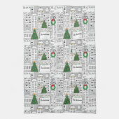 Linge De Cuisine Ville Noël Personnalisé Main-Drawn Whimsical (Vertical)