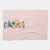 Linge De Cuisine Vin de Ménagère Rétro Rayure Rose (Horizontal)