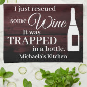 Linge De Cuisine Vin Drôle Dire Citation Secourue De Bouteille Rust (Plié)