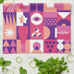 Linge De Cuisine Vin rose violet rétro Bauhaus Motif<br><div class="desc">Le Retro Pink Purple Wine Bauhaus Motif Wine Kitchen Serviettes dispose d'un motif à vin vintage rose,  violet et blanc. Cadeaux parfaits pour les amateurs de vin pour anniversaires,  douches nuptiales,  célébrations,  cadeaux de remerciement,  personnel,  cadeaux de Noël et de vacances. Créé par Evco Studio www.zazzle.com/store/evcostudio</div>