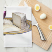 LINGE DE CUISINE VIN ROUGE ET FROMAGE, CADEAU D'AMANTS DE FROMAGE (Quart Plié)