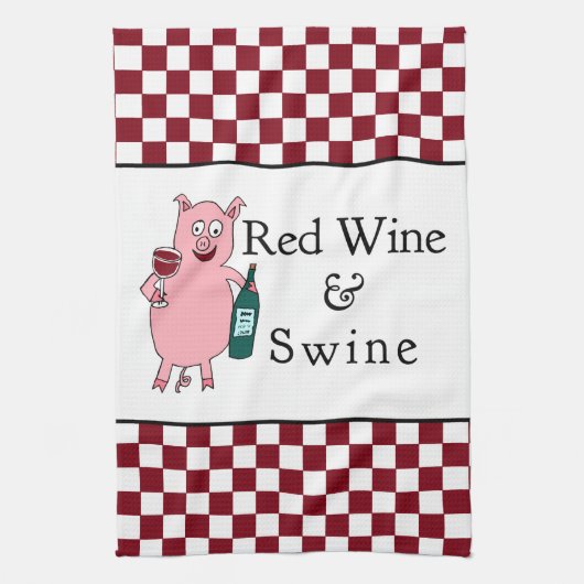 Linge De Cuisine Vin rouge et porcs (Vertical)