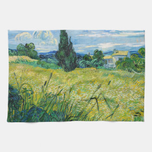 Linge De Cuisine Vincent van Gogh - Champ de blé vert avec cyprès