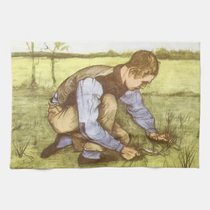 Linge De Cuisine Vincent van Gogh - Garçon coupant de l'herbe avec 
