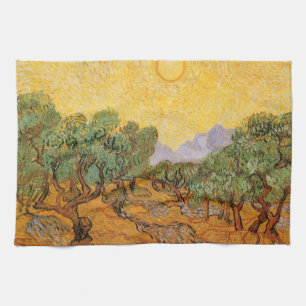 Linge De Cuisine Vincent van Gogh - Oliviers, Ciel Jaune et Soleil