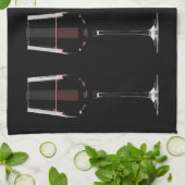 Linge De Cuisine Vins avec vin rouge sur noir (Plié)
