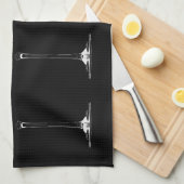 Linge De Cuisine Vins avec vin rouge sur noir (Quart Plié)