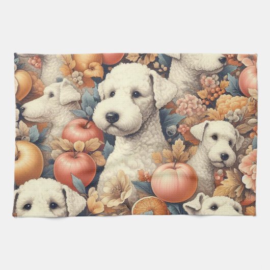 Linge De Cuisine Vintage Bedlington Terrier sans fil (Horizontal)