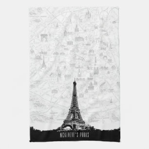 Linge De Cuisine Vintage Black White Paris Eiffel Tower Ajouter un